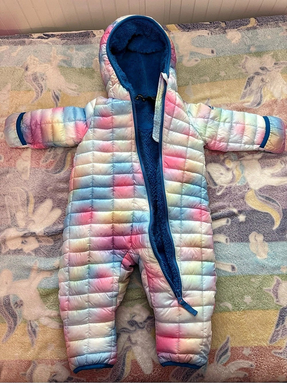 Snozu Infant Fleece Lined Quilted Snowsuit Bunting Pink & Blue 9/12M